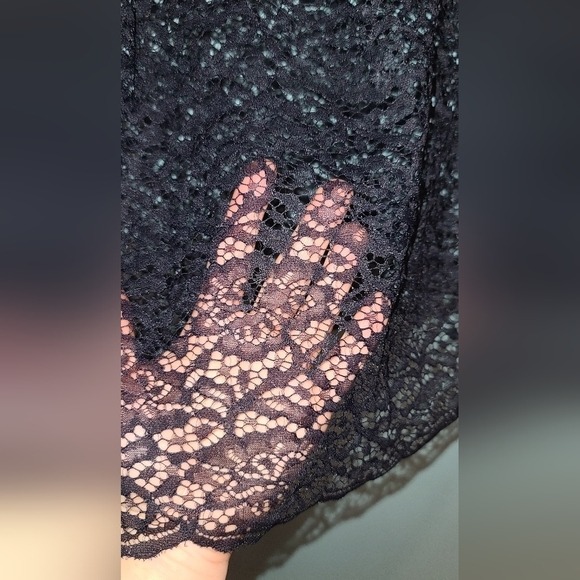 ZARA navy lace Sheer midi skirt XS - Picture 3 of 7